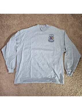 Y2K Littleton Firefighters T Shirt Mens 2XL Gray Long Sleeve Paramedics Vintage
